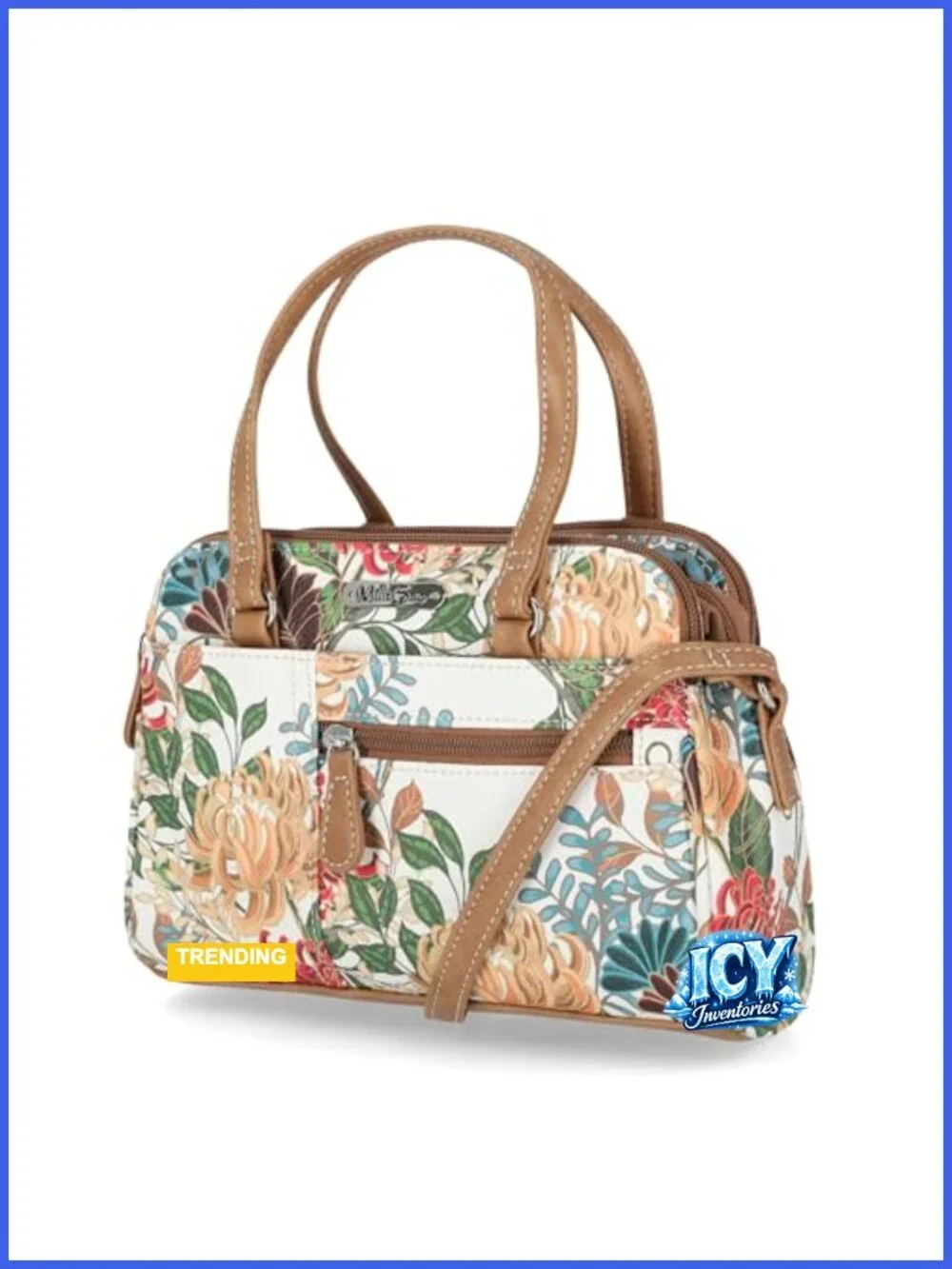 Vegan Leather Satchel Tote Crossbody Handbag with Adjustable Strap